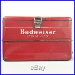 Vintage Red Budweiser Metal Beer Bottle Can Cooler Anheuser-Busch