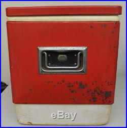 Vintage Red Coleman Metal Cooler 22.5x 13.5x 16