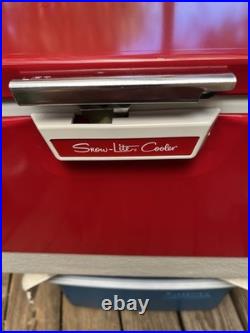 Vintage Red Coleman Snow-Lite Cooler Low Boy 5254A-703, 44 Qt withOrig Box, Xlnt