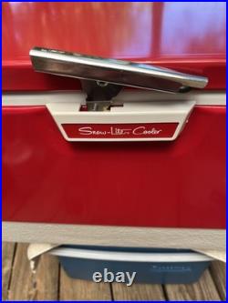 Vintage Red Coleman Snow-Lite Cooler Low Boy 5254A-703, 44 Qt withOrig Box, Xlnt