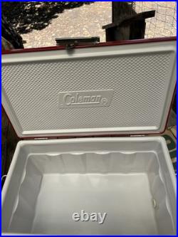 Vintage Red Coleman Snow-Lite Cooler Low Boy 5254A-703, 44 Qt withOrig Box, Xlnt