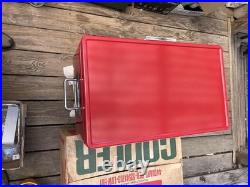 Vintage Red Coleman Snow-Lite Cooler Low Boy 5254A-703, 44 Qt withOrig Box, Xlnt