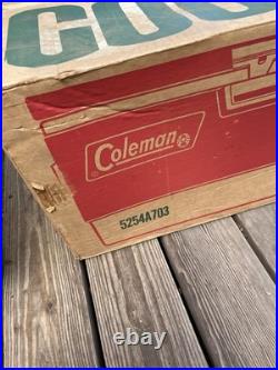 Vintage Red Coleman Snow-Lite Cooler Low Boy 5254A-703, 44 Qt withOrig Box, Xlnt