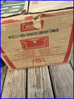 Vintage Red Coleman Snow-Lite Cooler Low Boy 5254A-703, 44 Qt withOrig Box, Xlnt
