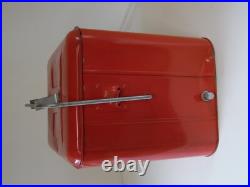 Vintage Red Eskimo Metal Ice Cooler Chest Galvanized Insides with Lid
