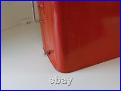 Vintage Red Eskimo Metal Ice Cooler Chest Galvanized Insides with Lid