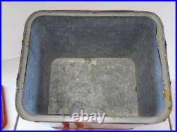 Vintage Red Eskimo Metal Ice Cooler Chest Galvanized Insides with Lid