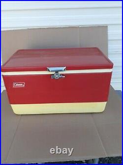 Vintage Red Metal COLEMAN Ice Chest Cooler 22 wide, made 6/82