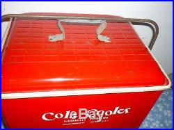 Vintage Red Metal Cola Cooler Chest 1950's Poloron Coke advertising