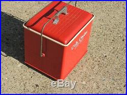 Vintage Red Metal Cola Cooler Chest 1950's Poloron Coke advertising AWESOME