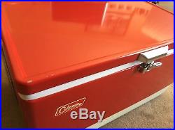 Vintage Red Metal Coleman Camping Cooler with Insert Tray Camping