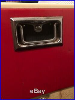Vintage Red Metal Coleman Chest Cooler Latch Closure With Accessory VERY CLEAN