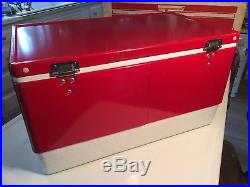 Vintage Red Metal Coleman Cooler 44 Qt Snow Lite Model Original Box