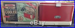Vintage Red Metal Thermos Cooler 22 Deluxe And Original Box Good Condition