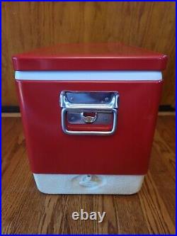 Vintage Red Mini Compact Travel Coleman Cooler Bottle Opener Handles 18x11x13