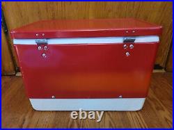 Vintage Red Mini Compact Travel Coleman Cooler Bottle Opener Handles 18x11x13