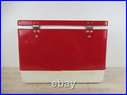 Vintage Red Steel Metal Coleman Ice Chest Cooler With Working Latch Opener