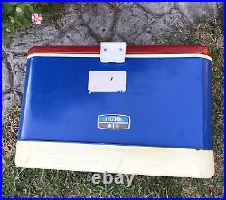 Vintage Red White Blue Bicentennial Thermos 45QT Cooler Ice Chest 70s Rare