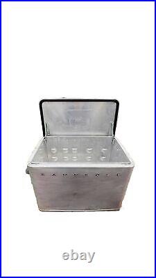 Vintage Retro Rare Kampkold Polished Aluminum Ice Chest Cooler & Folding Tray