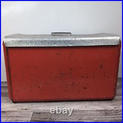 Vintage Retro Red Metal Cooler Thermaster by Poloron Aluminum Ice Chest 1950s