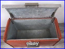 Vintage Retro Red Metal Cooler Thermaster by Poloron Aluminum Ice Chest 1950s