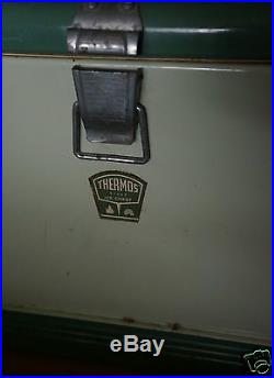 Vintage Retro Super Cool Original MINT GREEN Thermos Metal Cooler with Tray