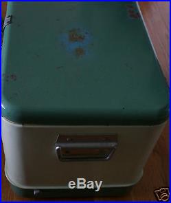 Vintage Retro Super Cool Original MINT GREEN Thermos Metal Cooler with Tray
