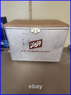 Vintage SCHLITZ BEER Metal Cooler Ice Chest