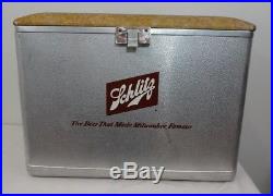 Vintage SCHLITZ Cronco Cronstroms Metal Beer Cooler withPadded Seat ORIGINAL BOX