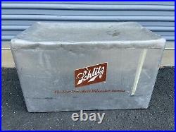 Vintage SCHLITZ Metal Beer Cooler Ice Chest