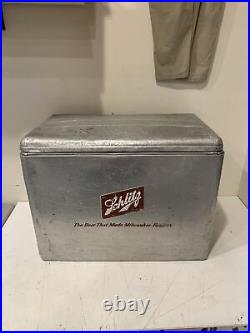 Vintage Schlitz Beer Aluminum Beer Cooler Milwaukee Wisconsin Cronstroms Metal