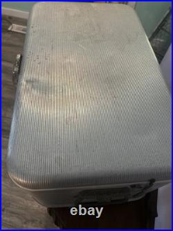 Vintage Silver Metal Flagstaff Ice Chest Nice Has Insert Stream Liner Look