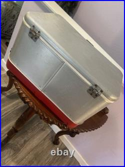 Vintage Silver Metal Flagstaff Ice Chest Nice Has Insert Stream Liner Look