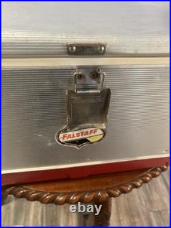 Vintage Silver Metal Flagstaff Ice Chest Nice Has Insert Stream Liner Look