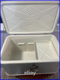 Vintage Silver Metal Flagstaff Ice Chest Nice Has Insert Stream Liner Look