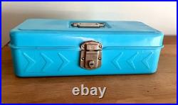 Vintage Skotch Cooler Tackle, Tool, Art Supply Metal Box Retro Blue Paint No Key