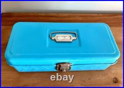 Vintage Skotch Cooler Tackle, Tool, Art Supply Metal Box Retro Blue Paint No Key