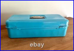 Vintage Skotch Cooler Tackle, Tool, Art Supply Metal Box Retro Blue Paint No Key