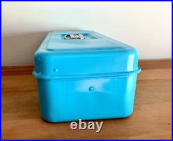 Vintage Skotch Cooler Tackle, Tool, Art Supply Metal Box Retro Blue Paint No Key