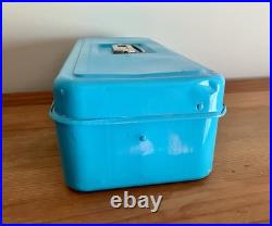 Vintage Skotch Cooler Tackle, Tool, Art Supply Metal Box Retro Blue Paint No Key