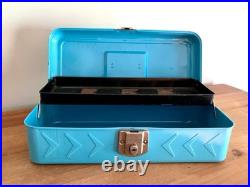 Vintage Skotch Cooler Tackle, Tool, Art Supply Metal Box Retro Blue Paint No Key