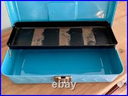 Vintage Skotch Cooler Tackle, Tool, Art Supply Metal Box Retro Blue Paint No Key