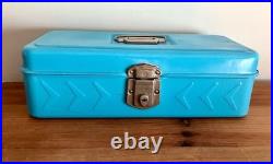 Vintage Skotch Cooler Tackle, Tool, Art Supply Metal Box Retro Blue Paint No Key