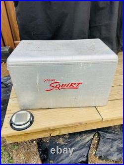 Vintage Squirt Metal Cooler Ice Chest Cronstroms Drink Soda Ad Logo Silver USA