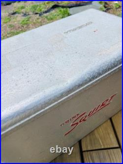 Vintage Squirt Metal Cooler Ice Chest Cronstroms Drink Soda Ad Logo Silver USA