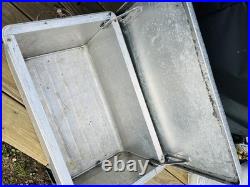 Vintage Squirt Metal Cooler Ice Chest Cronstroms Drink Soda Ad Logo Silver USA