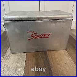 Vintage Squirt Soda Cooler Embossed lettering Original Ice Chest Metal