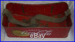 Vintage Stadium Vendor Coca Cola Red Metal Carrier With Opener And Strap