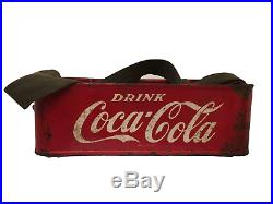 Vintage Stadium Vendor Coca Cola Red Metal Cooler with opener Coke baseball straps