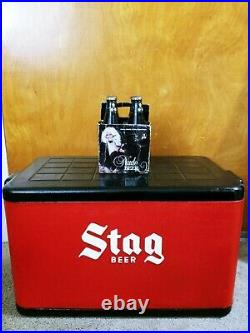 Vintage Stag Beer Metal Ice Chest + Nude Bottles Case Sign Budweiser Hamms Coors